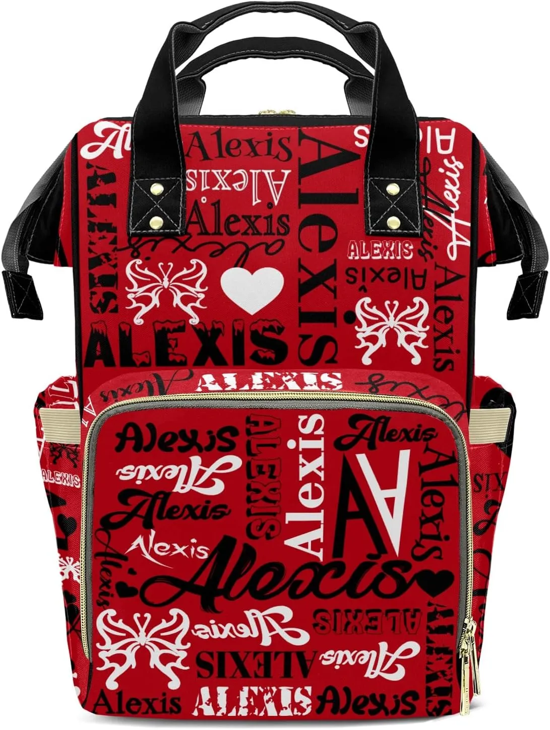 Diaper Bags Red Black Tote Bag Backpack Custom Name Mommy Nursing Bag Giving for Women Men