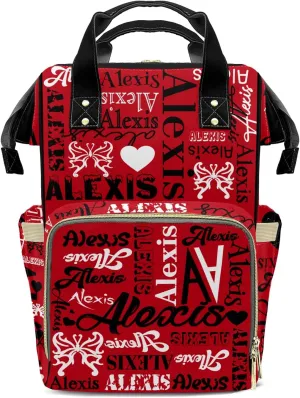 Diaper Bags Red Black Tote Bag Backpack Custom Name Mommy Nursing Bag Giving for Women Men