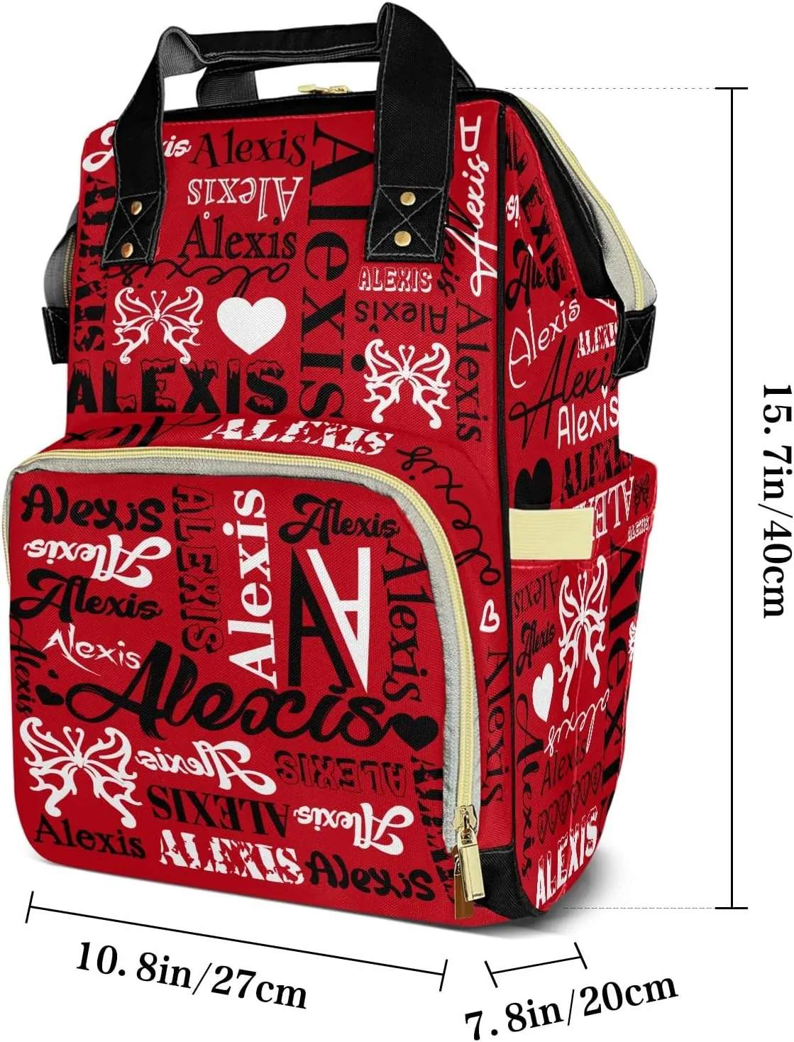 Diaper Bags Red Black Tote Bag Backpack Custom Name Mommy Nursing Bag Giving for Women Men