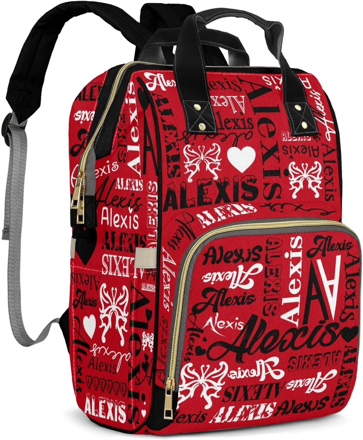 Diaper Bags Red Black Tote Bag Backpack Custom Name Mommy Nursing Bag Giving for Women Men