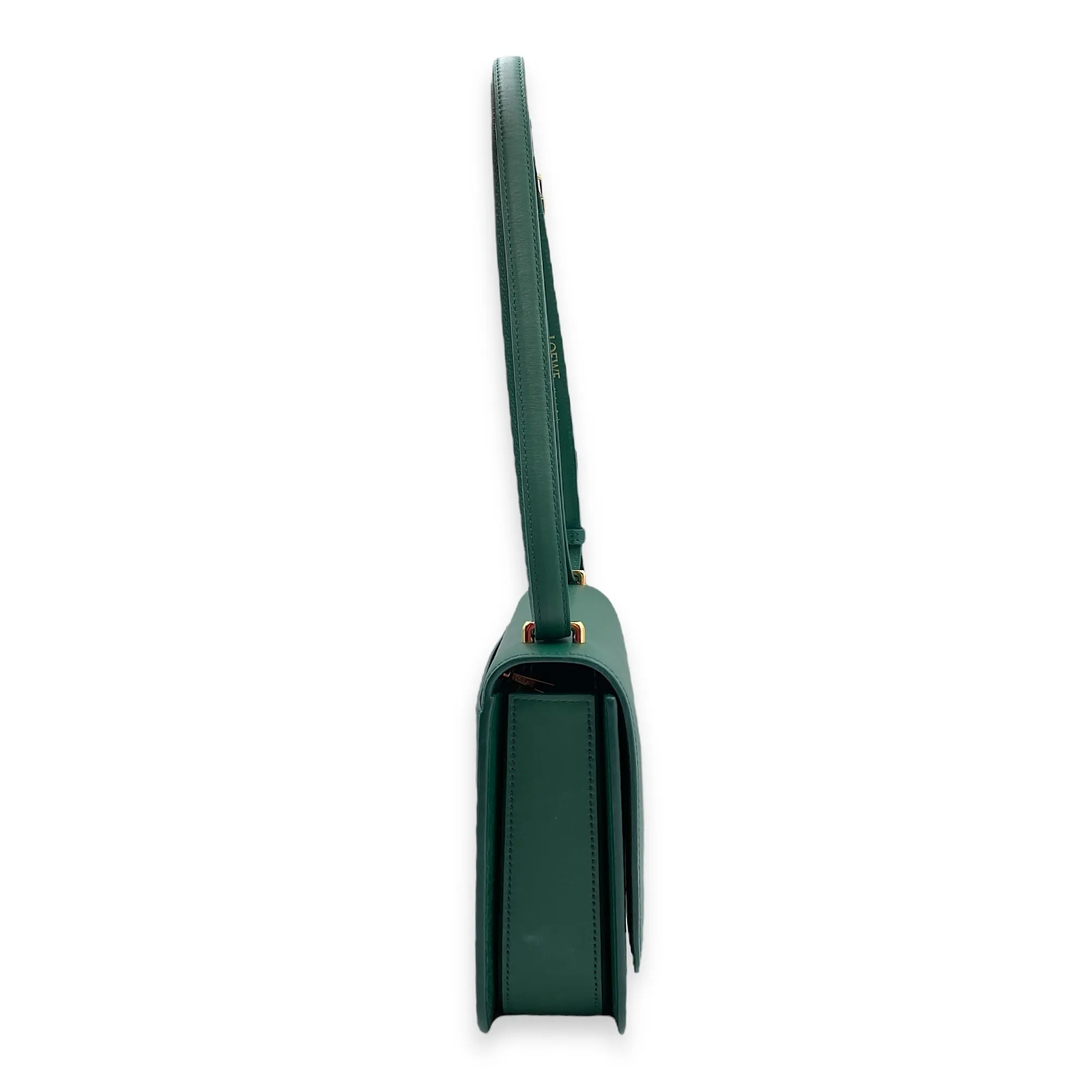 Dice Pocket Embellished Green Crossbody Bag in Calfskin, Gold hardware