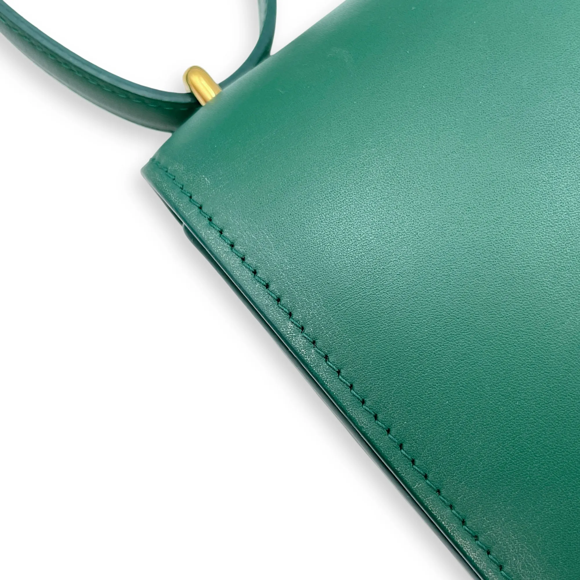Dice Pocket Embellished Green Crossbody Bag in Calfskin, Gold hardware