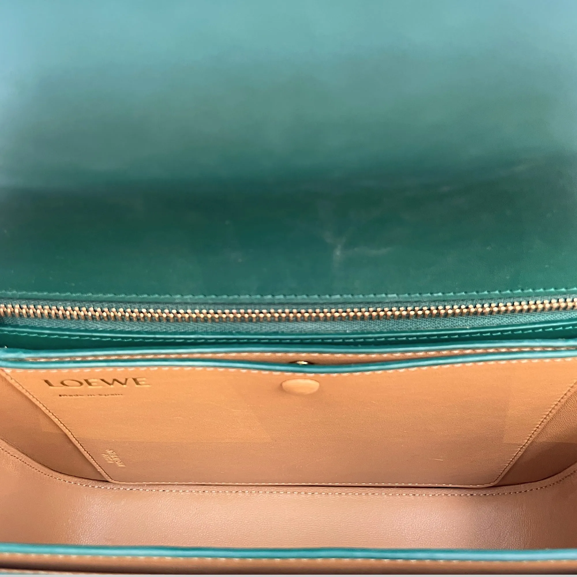Dice Pocket Embellished Green Crossbody Bag in Calfskin, Gold hardware