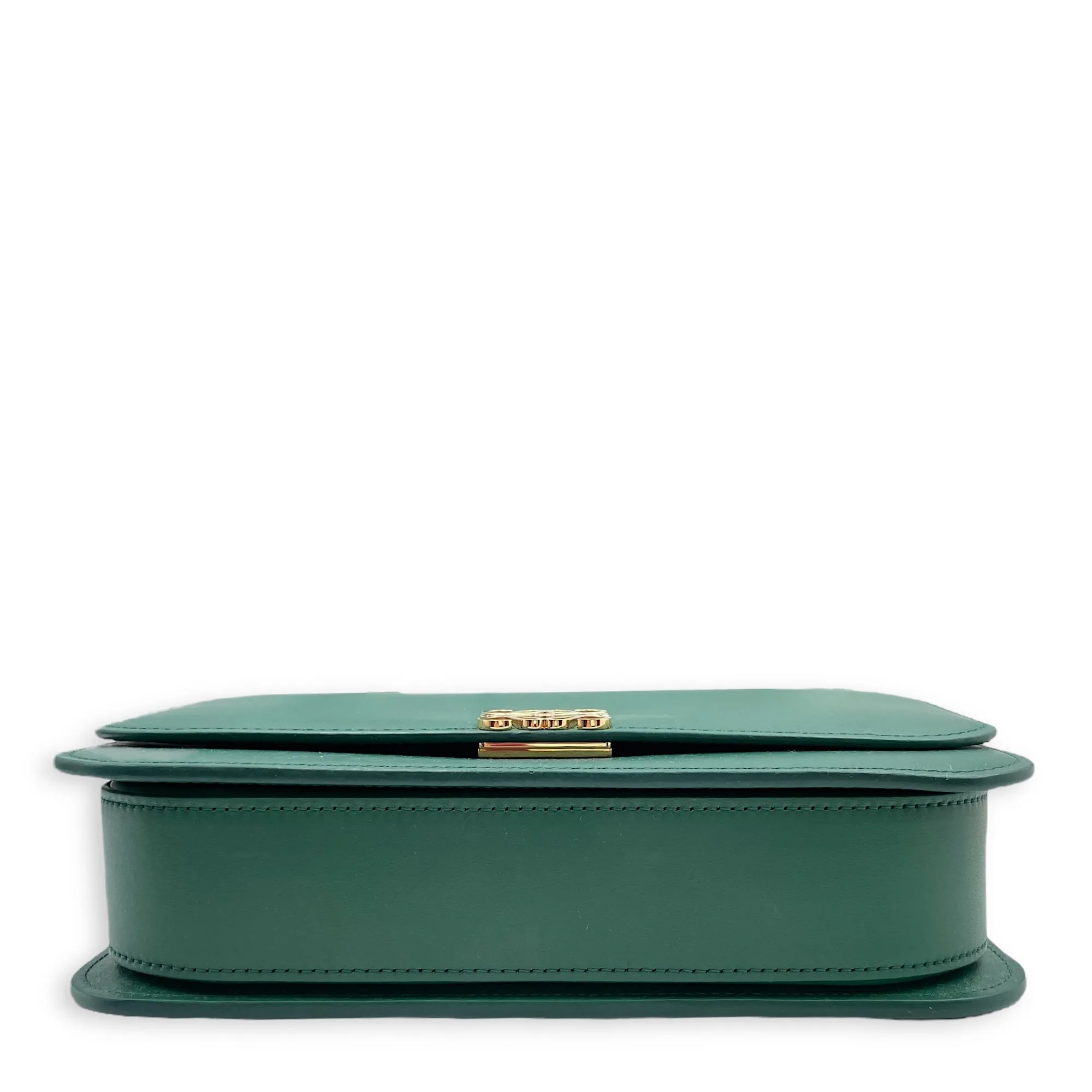 Dice Pocket Embellished Green Crossbody Bag in Calfskin, Gold hardware