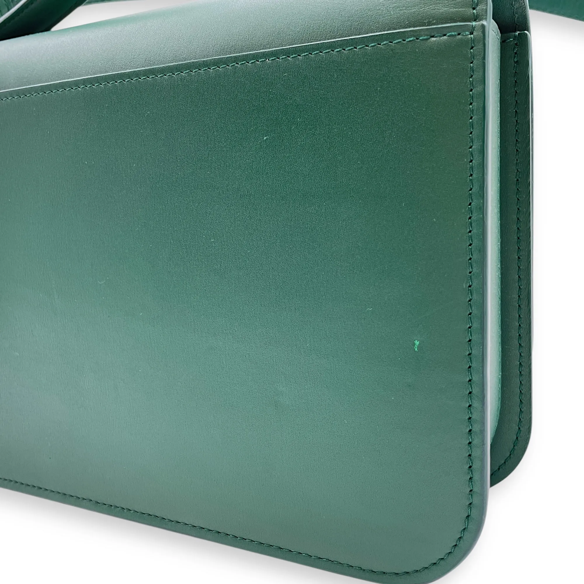 Dice Pocket Embellished Green Crossbody Bag in Calfskin, Gold hardware