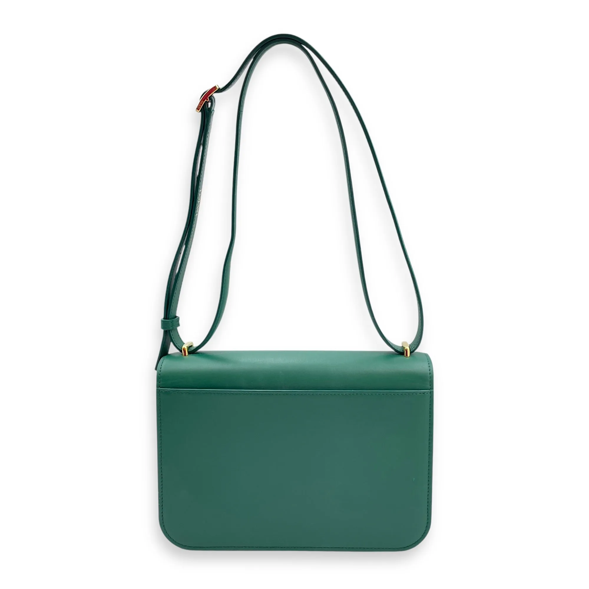 Dice Pocket Embellished Green Crossbody Bag in Calfskin, Gold hardware
