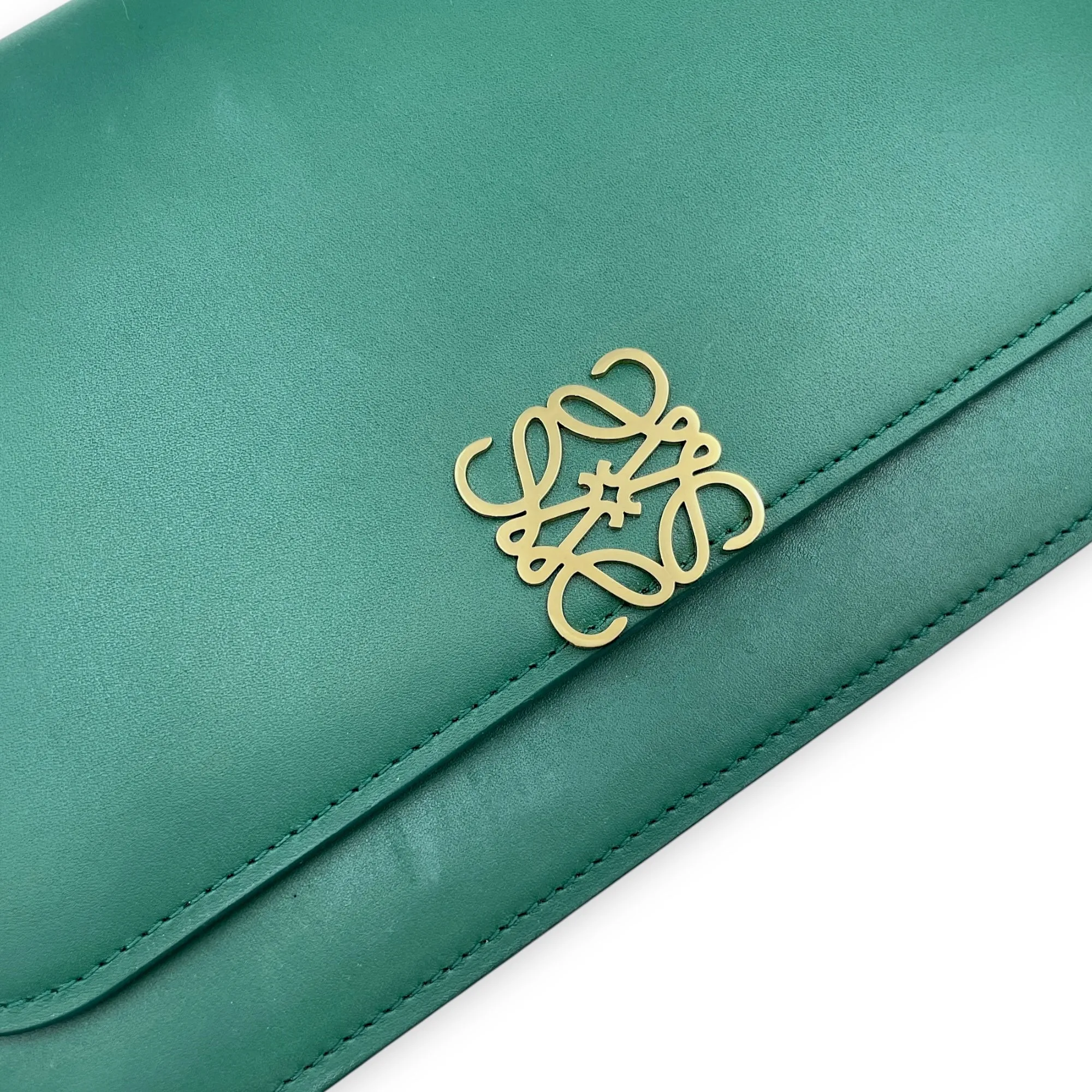Dice Pocket Embellished Green Crossbody Bag in Calfskin, Gold hardware