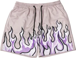 DIOTSR Mens Flame Graphic Basketball Shorts Cool Retro Running Athletic Shorts Drawstring Waist Casual Track Shorts