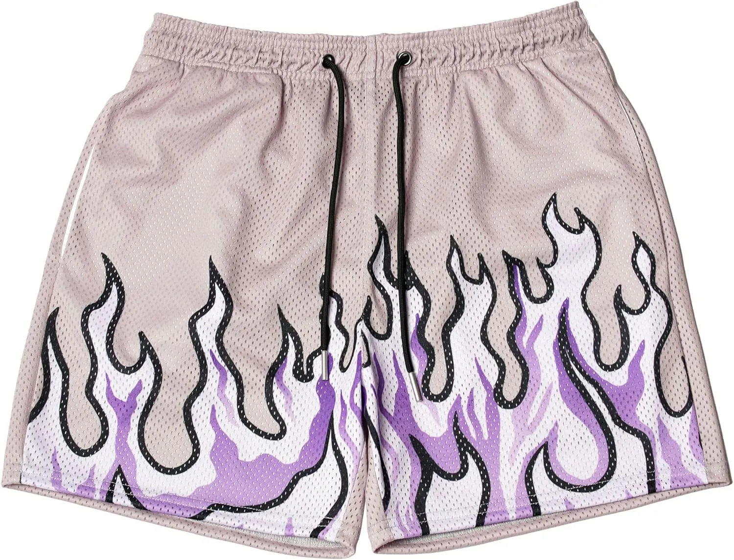 DIOTSR Mens Flame Graphic Basketball Shorts Cool Retro Running Athletic Shorts Drawstring Waist Casual Track Shorts