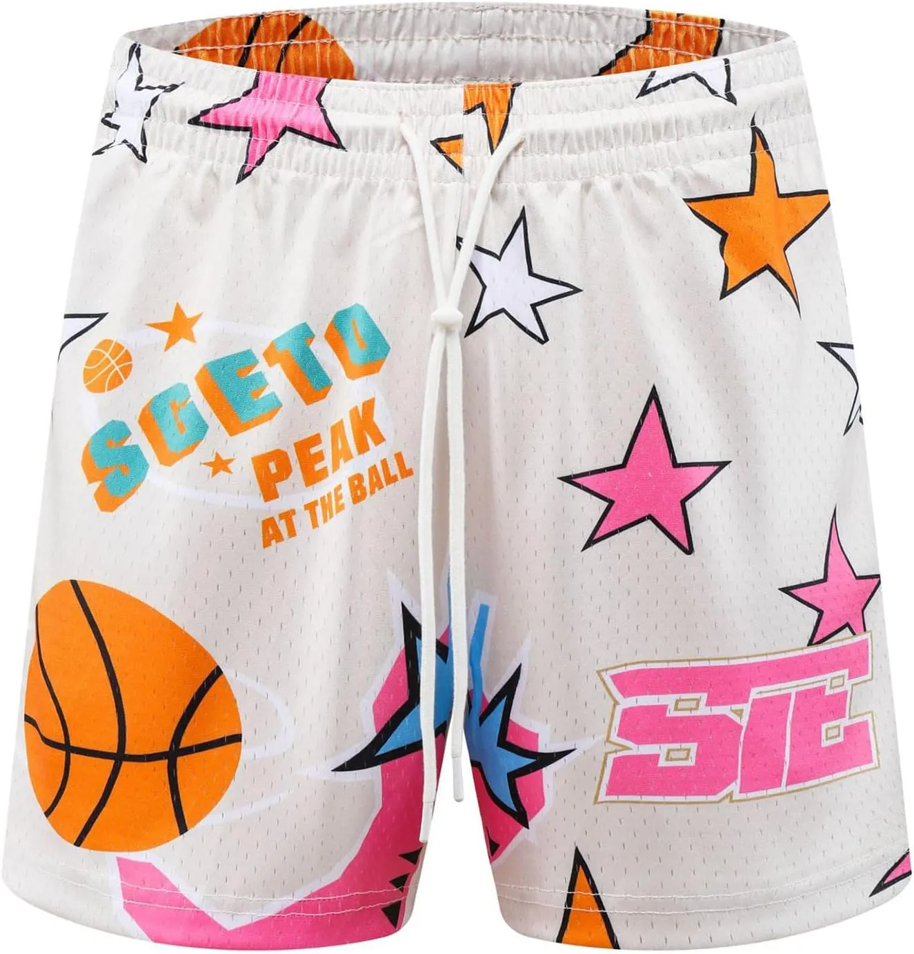 DIOTSR Mens Graphic Basketball Shorts Drawstring Running Workout Shorts Summer Cool Casual Shorts