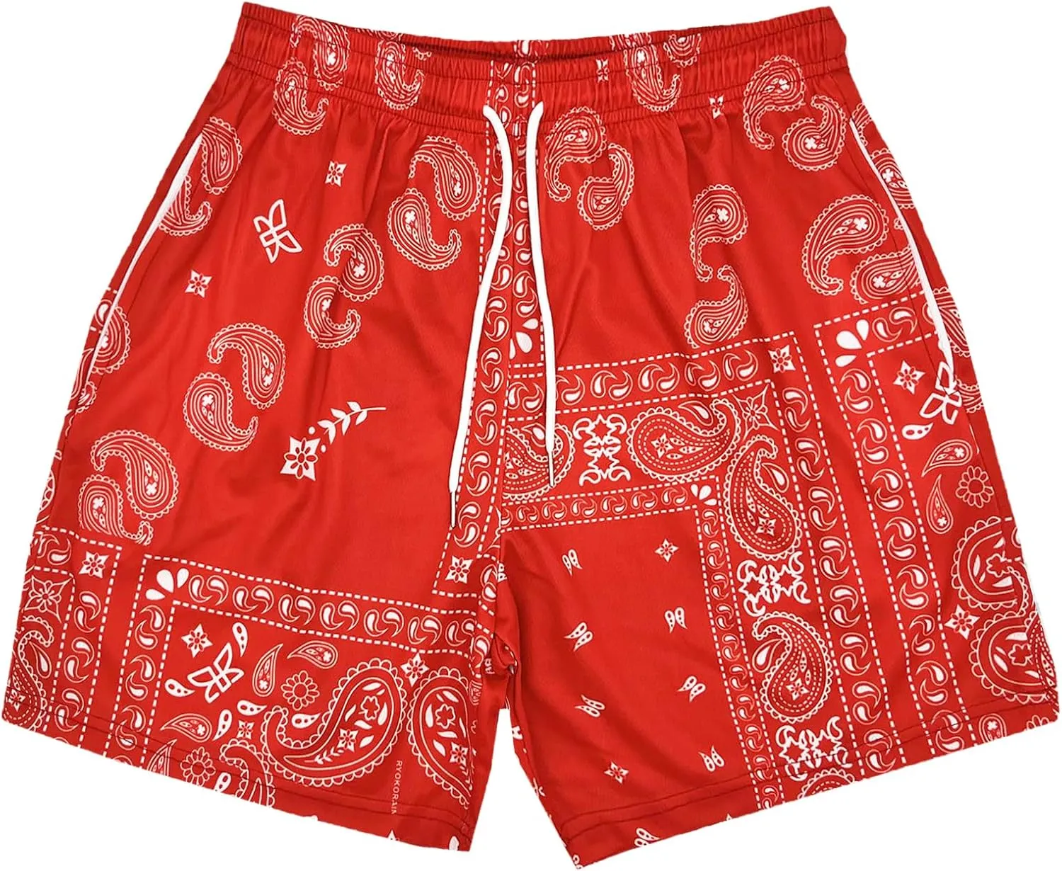 DIOTSR Mens Paisley Graphic Shorts Athletic Basketball Bandana Shorts Running Streetwear Y2k Drawstring Waist