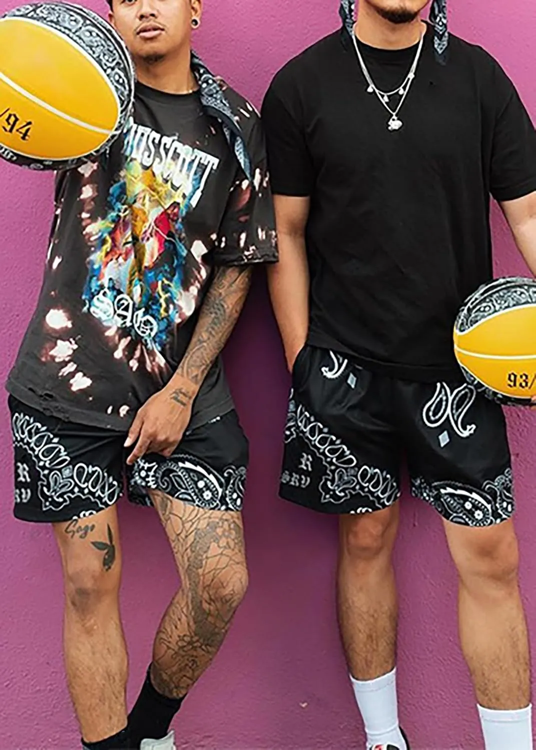 DIOTSR Mens Paisley Graphic Shorts Athletic Basketball Bandana Shorts Running Streetwear Y2k Drawstring Waist