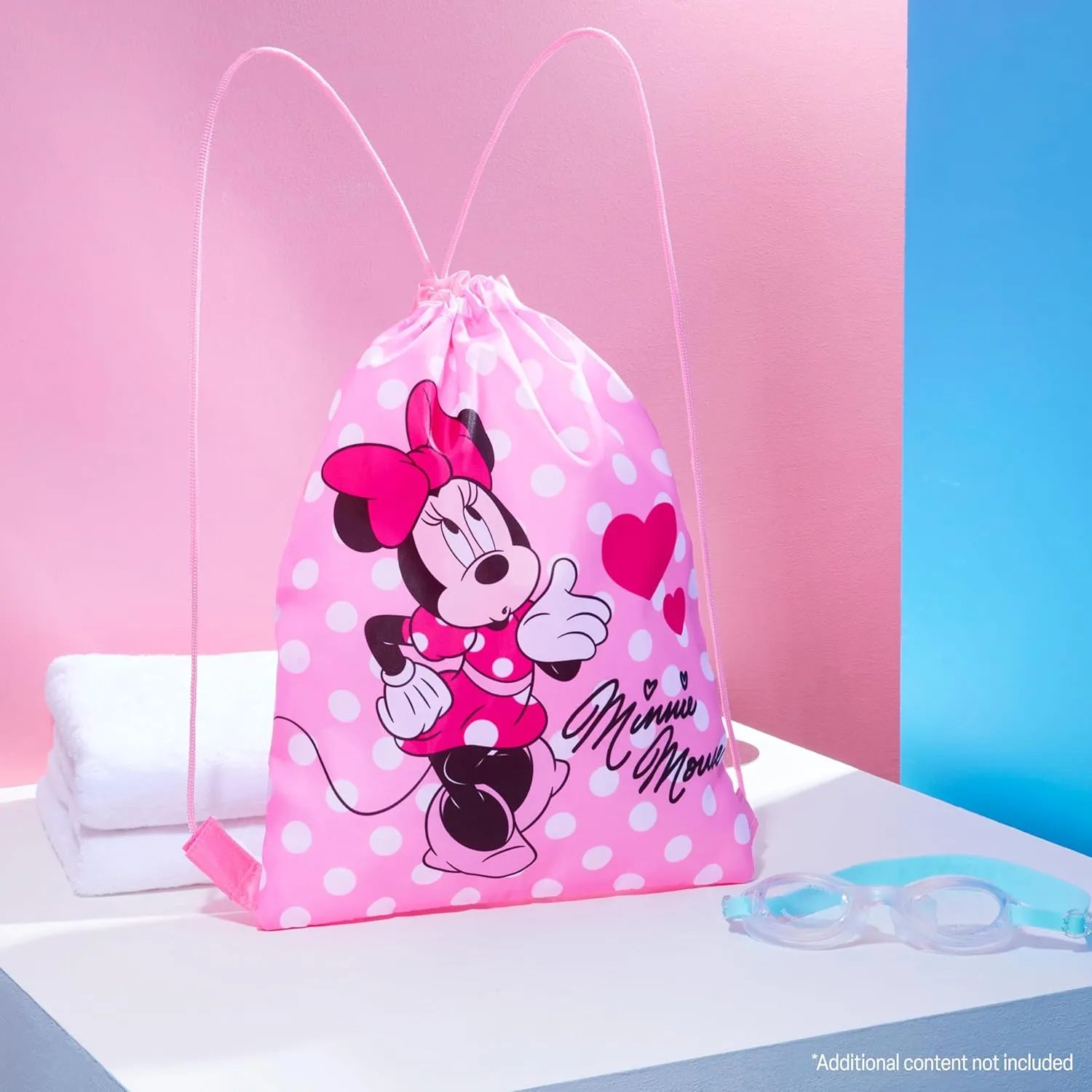 Disney Drawstring Bags, 11 x 14” Swimming Bag with Airflow Vent (Pink Minnie)