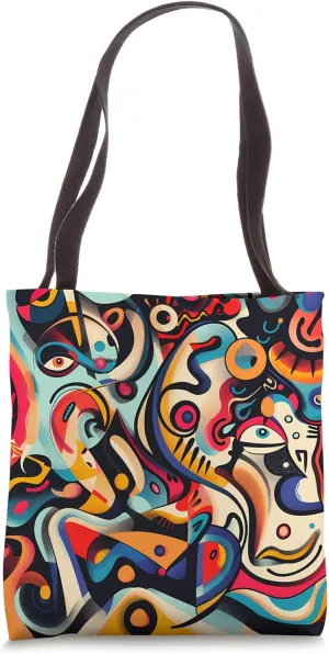 Dizzy Abstract Cartoon Design Tote Bag