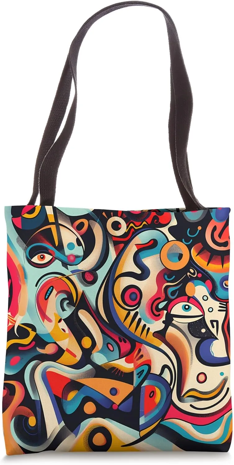Dizzy Abstract Cartoon Design Tote Bag