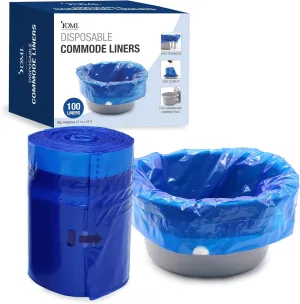 DMI 100 Count Universal Bedside Commode Liners, Portable Potty Toilet Bags, Leakproof Disposable Toilet Bags - Camping, Elderly Care - Drawstring Closure, Unscented, Extra Thick & Splash-free Design