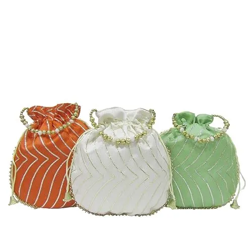 DMS RETAIL Potli Bags For Wedding Return Gifts For Women In Bulk, Ladies Return Gifts For Pooja Birthday Kitty Party Shagun Mehndi Sangeet Pack Of