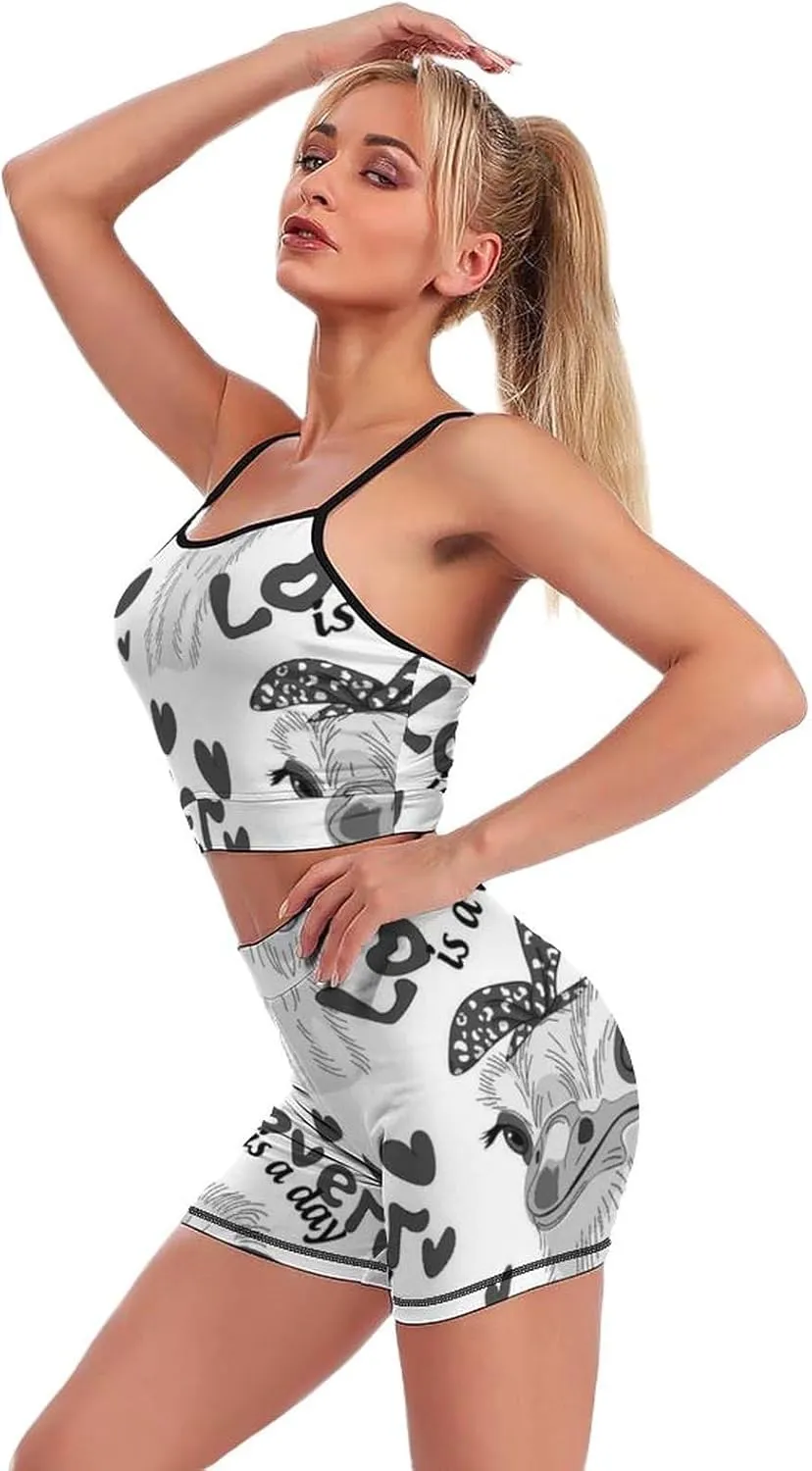 Donnapink Women Yoga 2 Pieces Set, High Waist Stretch Sports Set with Padded (S-2XL)