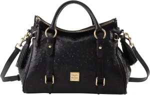 Dooney & Bourke Satchel Bags for Women, Large Ostrich Leather Satchel Handbag with Removable Crossbody Strap