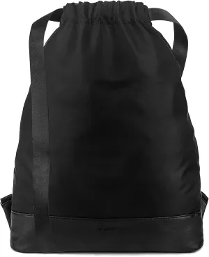 Drawstring Backpack Bag Sport Gym Sackpack，With Zipper Pocket and Reinforced Bottom (Black)
