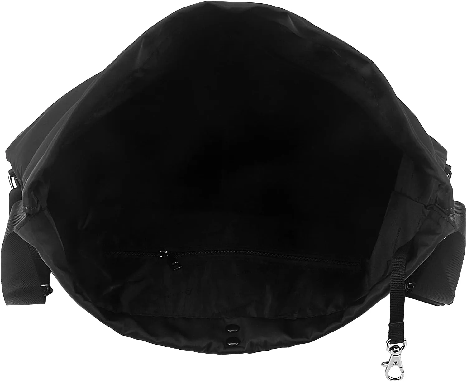 Drawstring Backpack Bag Sport Gym Sackpack，With Zipper Pocket and Reinforced Bottom (Black)