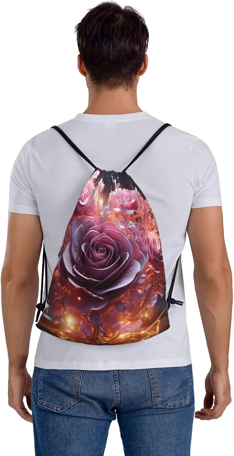 Drawstring Backpack Gym Bag Cinch Bag Draw String Back Bag Heart is a Rose Drawstring Bags for Travel