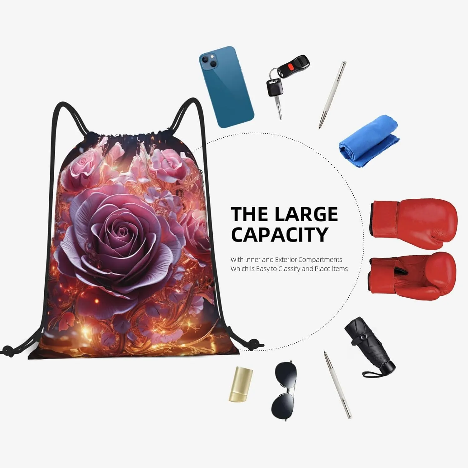 Drawstring Backpack Gym Bag Cinch Bag Draw String Back Bag Heart is a Rose Drawstring Bags for Travel