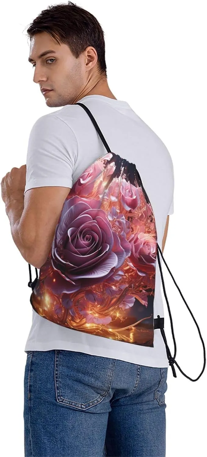 Drawstring Backpack Gym Bag Cinch Bag Draw String Back Bag Heart is a Rose Drawstring Bags for Travel