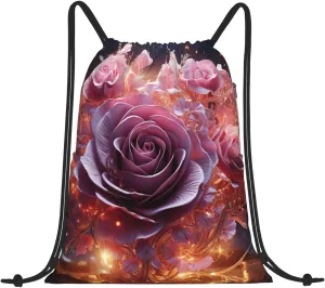 Drawstring Backpack Gym Bag Cinch Bag Draw String Back Bag Heart is a Rose Drawstring Bags for Travel