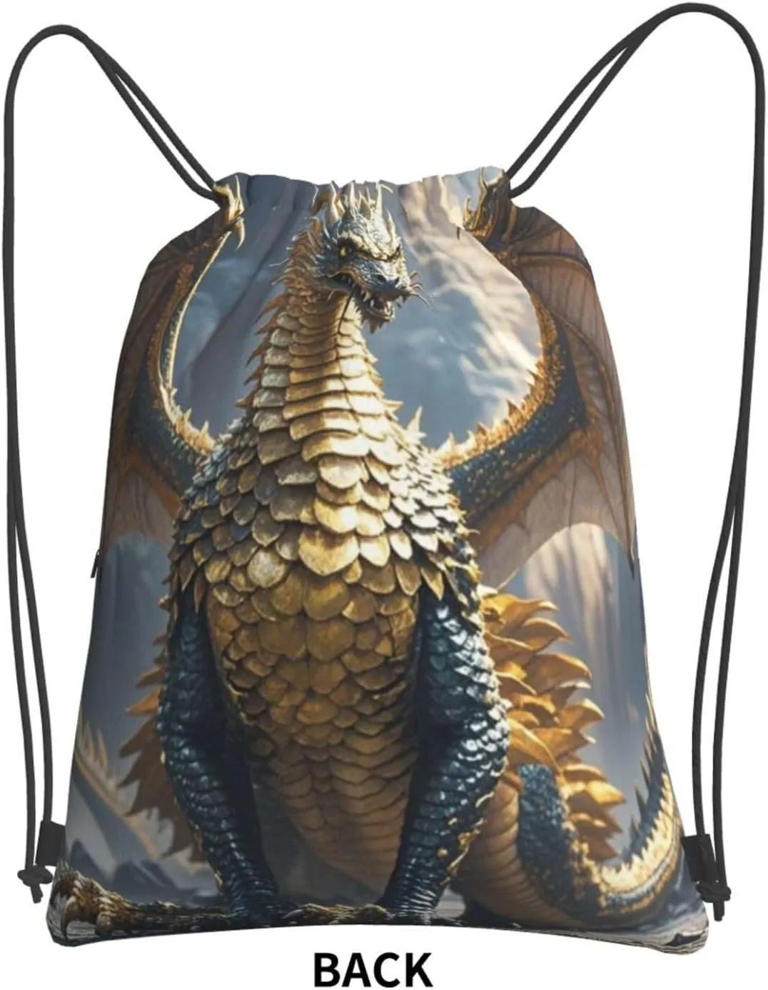 Drawstring Backpack Resistant Sackpack Dragon Purple Moon Sports Gym Bag String Bag for Women Men