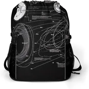Drawstring Backpack Sports Gym Bag Physics Print Sackpack with Mesh Pockets Resistant String Bag for Women Men, 45.5x41.5x36cm, Style