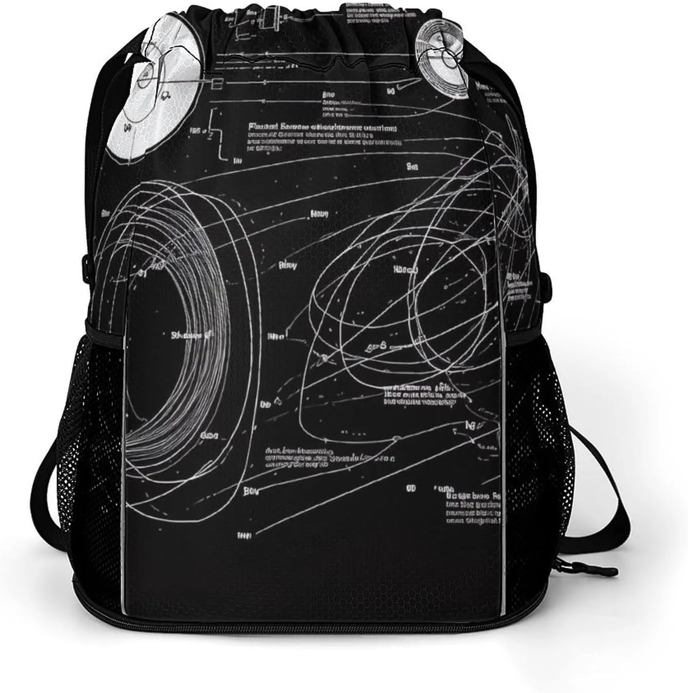 Drawstring Backpack Sports Gym Bag Physics Print Sackpack with Mesh Pockets Resistant String Bag for Women Men, 45.5x41.5x36cm, Style