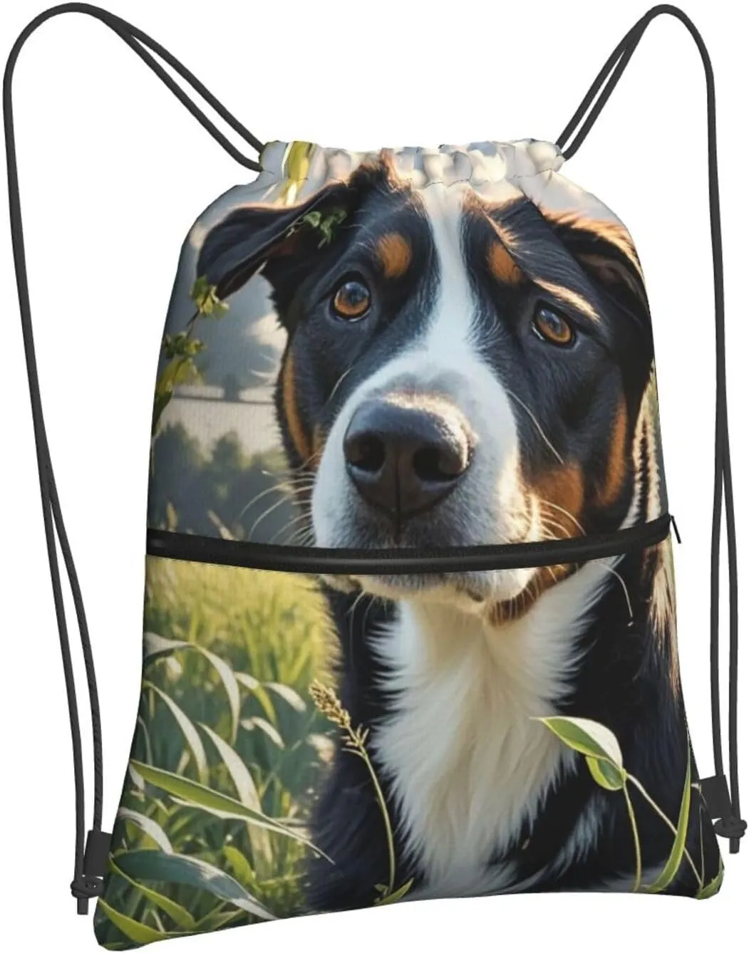Drawstring Backpack Sports Gym Bags Hyper Realistic Dog Drawstring Bags for Men Women Beach Bag String Bag