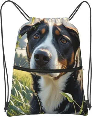 Drawstring Backpack Sports Gym Bags Hyper Realistic Dog Drawstring Bags for Men Women Beach Bag String Bag