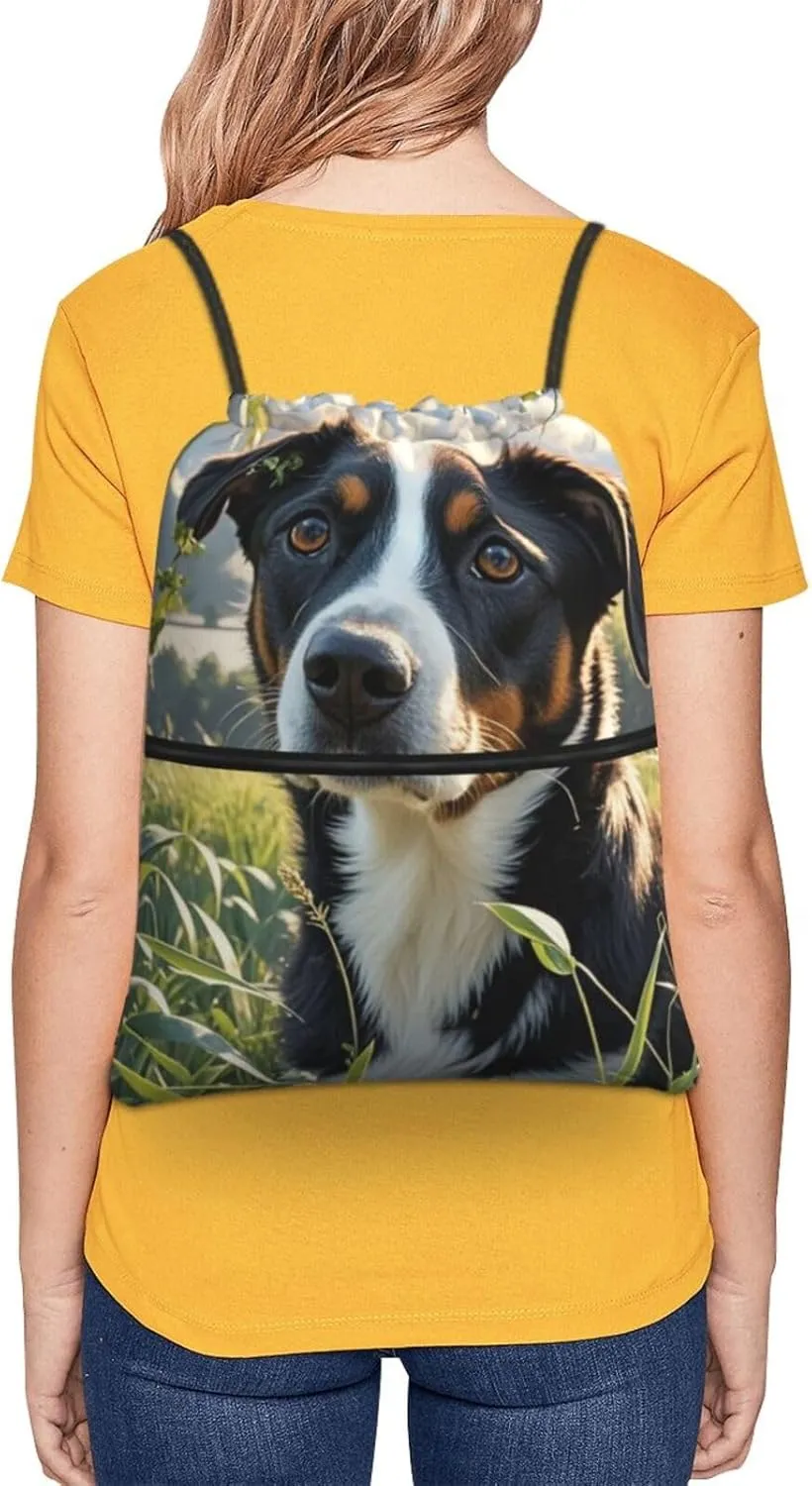 Drawstring Backpack Sports Gym Bags Hyper Realistic Dog Drawstring Bags for Men Women Beach Bag String Bag