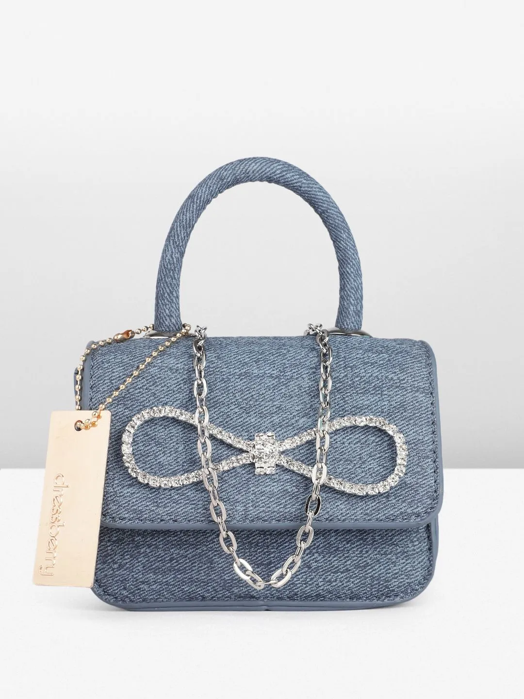 DressBerry Textured Miniature Satchel Bag With Embellished