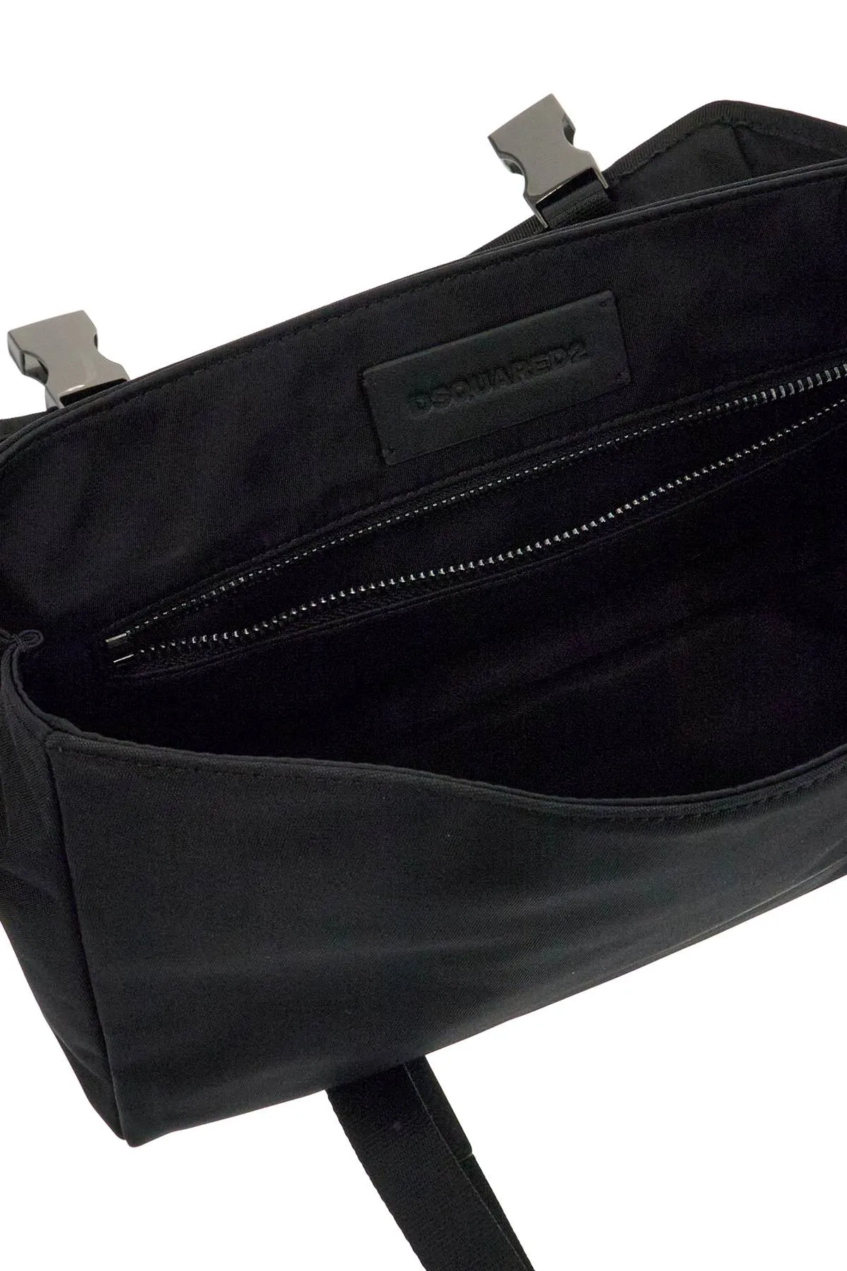 Dsquared2 Black Shoulder Bag In Polyamide With Spacious Compartment