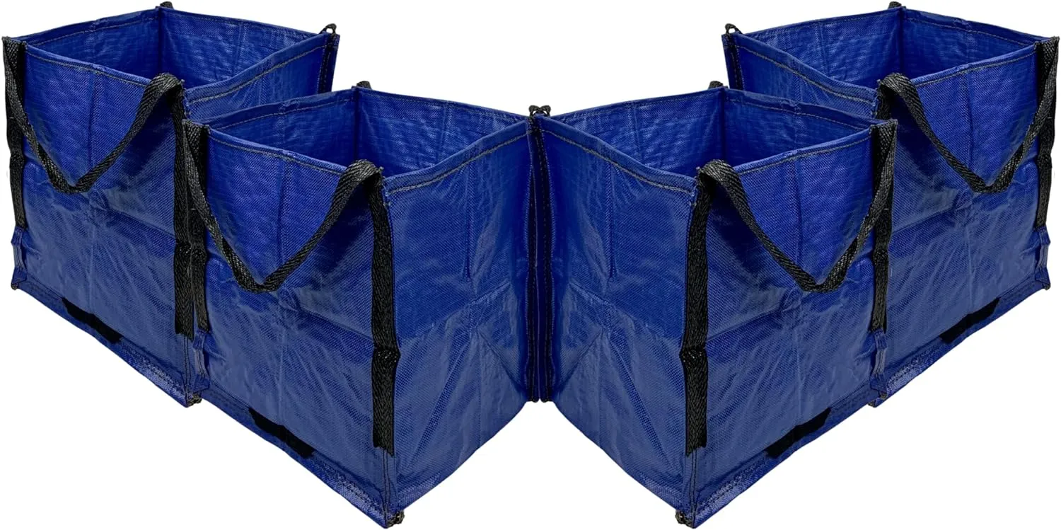 DURASACK Heavy Duty Storage Tote Bag 22-Gallon Rugged Woven Polypropylene Moving Bag, Reusable Self-Standing Design, Holds up to 500 Pounds, Pack of 4, Blue