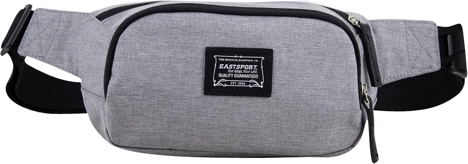Eastsport Crossbody Limited Fanny Waist Pack, for Sports Festival Workout Traveling Running Casual Hands-Free Wallets Phone Bag Fits All Phones, Grey