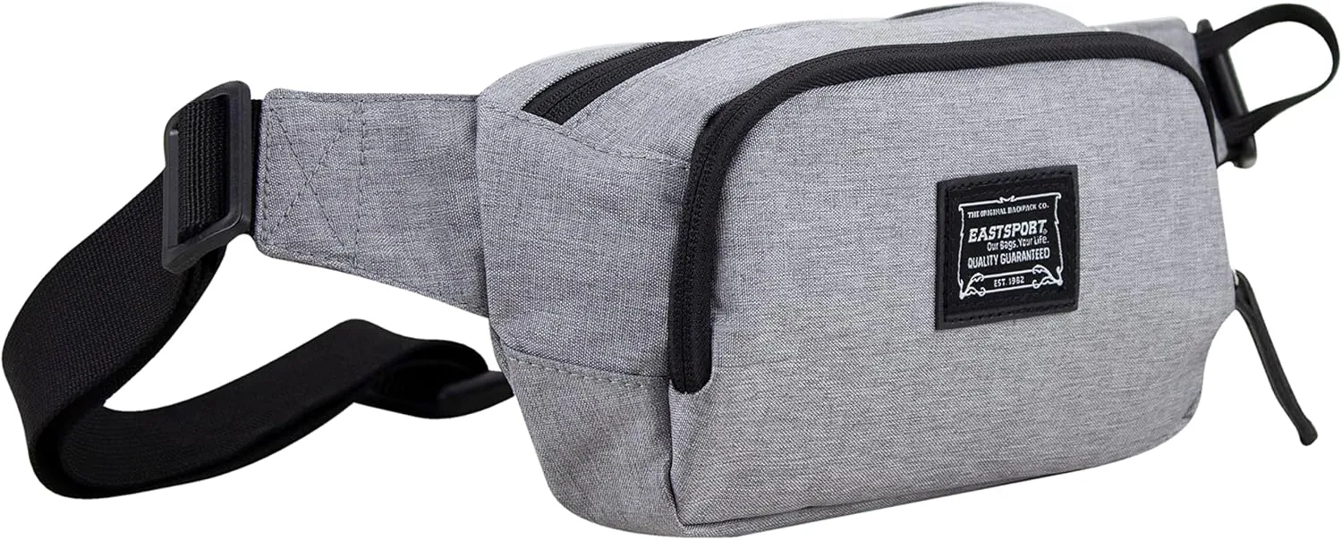 Eastsport Crossbody Limited Fanny Waist Pack, for Sports Festival Workout Traveling Running Casual Hands-Free Wallets Phone Bag Fits All Phones, Grey