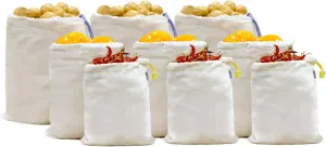 Eco-Friendly Reusable Grocery Bags, Organic Cotton Produce Bags, Set of 9