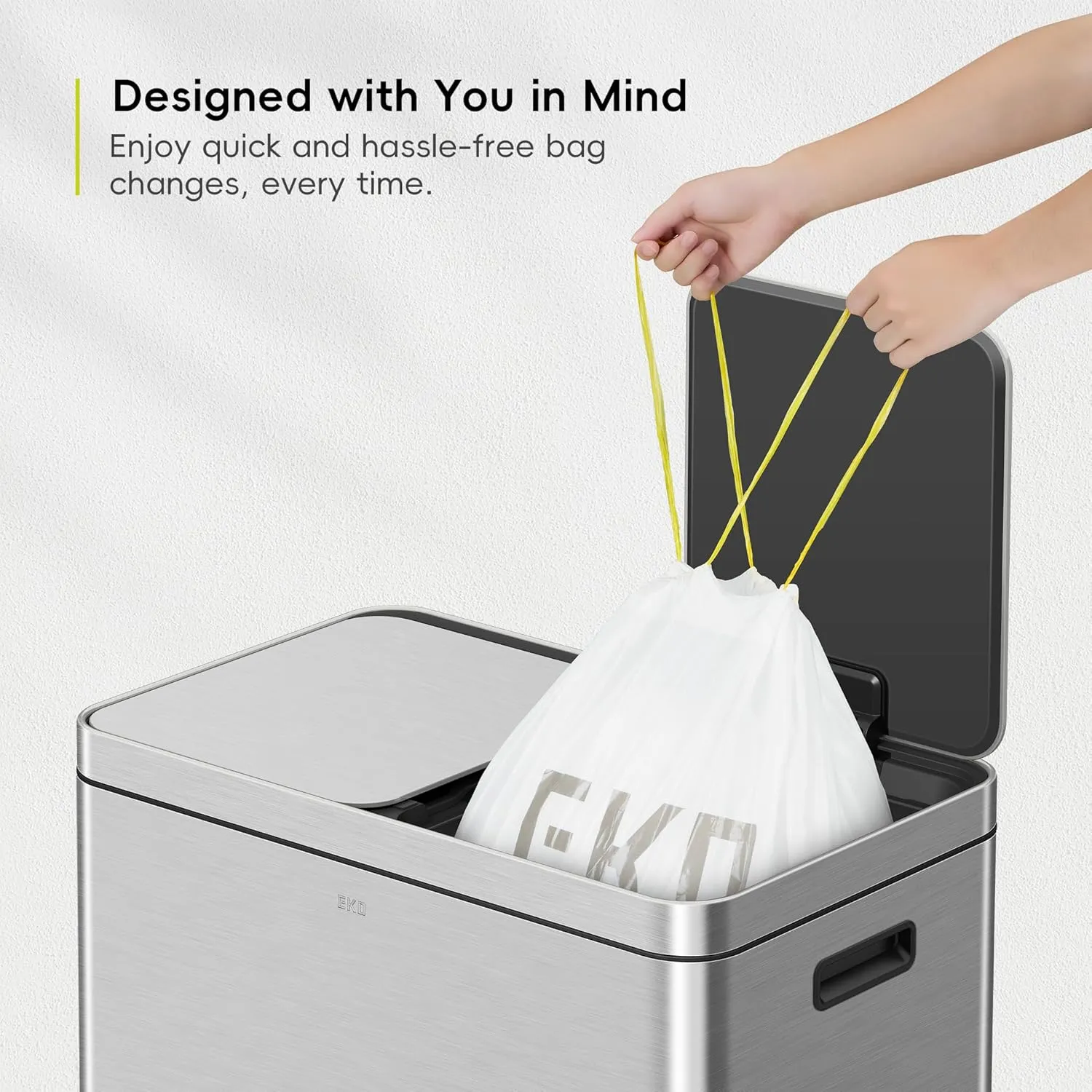 EKO 8 Gallon Trash Bags Drawstring 1.2 Mil - 80 Count White Medium Garbage Bags Unscented, 30 Liter Plastic Kitchen Trash Bags with Easy-Dispense, Code F-1