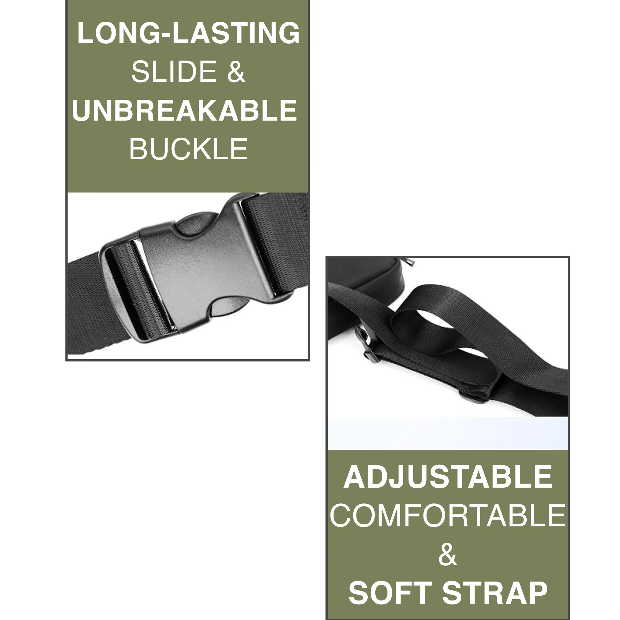 EKODE™ Crossbody Waist Bag Small Adjustabe Stlrap for Running Outdoors Workout Travel Hiking Cycling Water Resistance Fanny Pack for Women and Men Black
