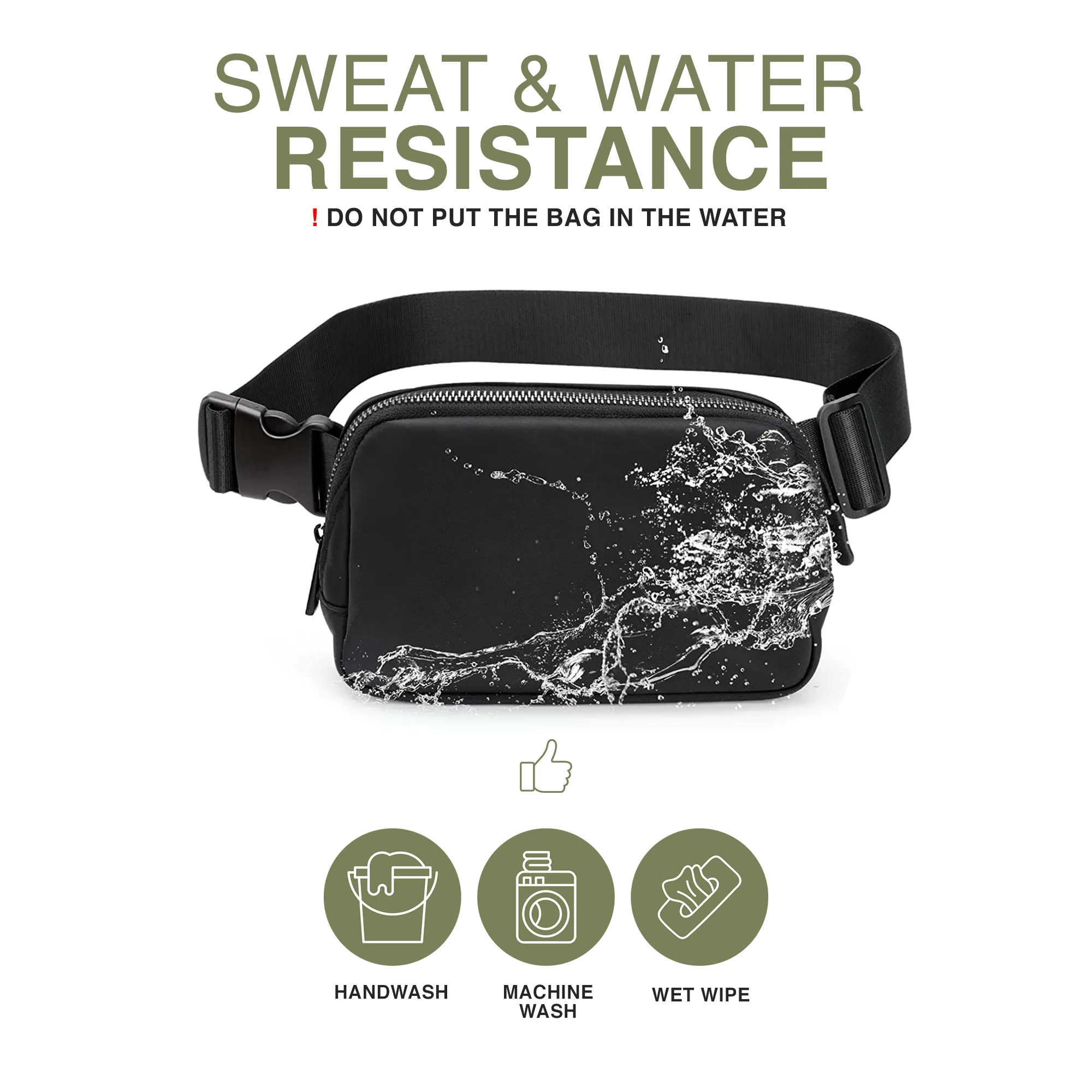 EKODE™ Crossbody Waist Bag Small Adjustabe Stlrap for Running Outdoors Workout Travel Hiking Cycling Water Resistance Fanny Pack for Women and Men Black