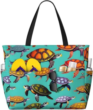 Elephant Family Large Capacity Beach Travel Bag - Waterproof Zipper Vacation Tote for Sandproof Storage, and Camping