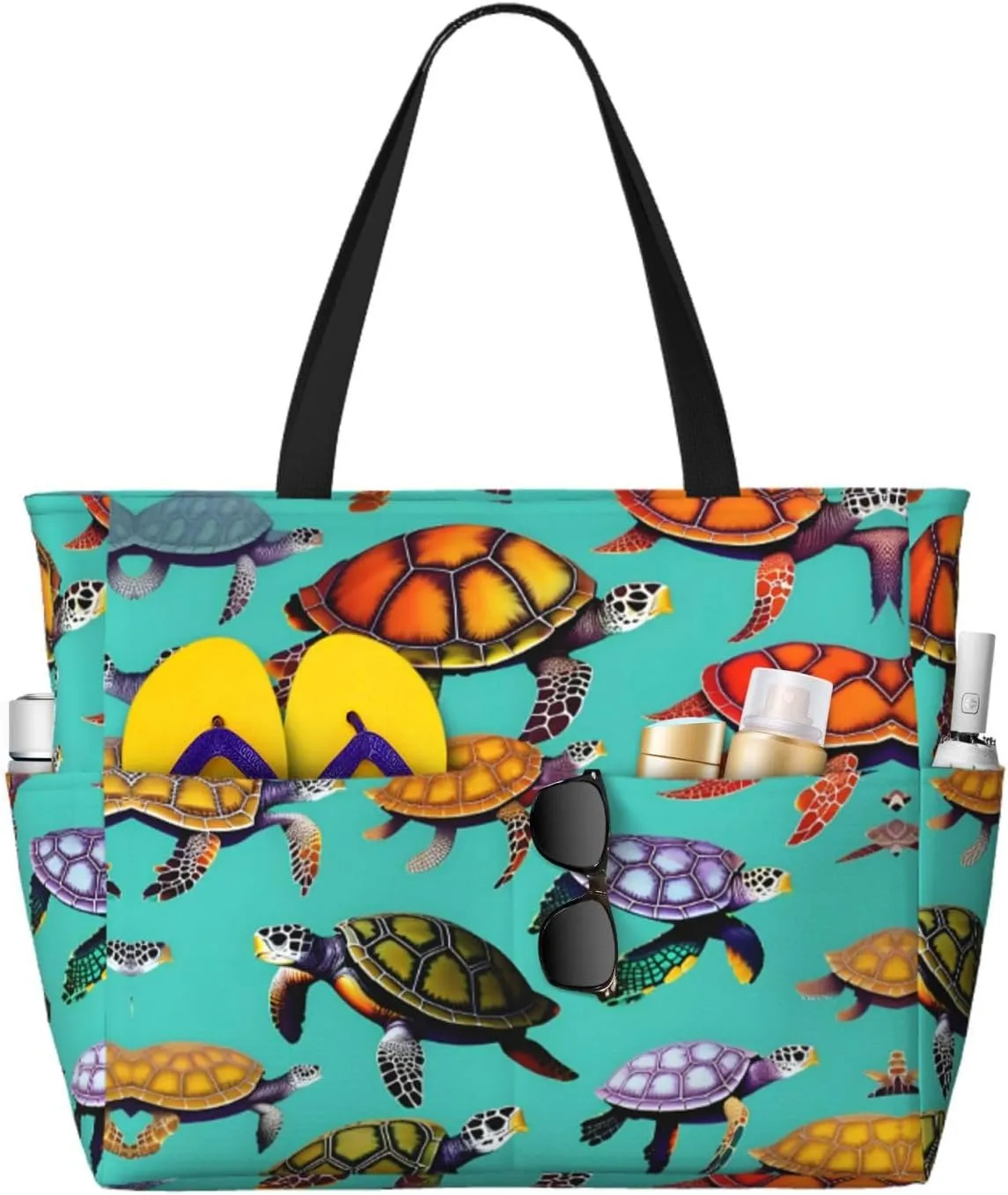 Elephant Family Large Capacity Beach Travel Bag - Waterproof Zipper Vacation Tote for Sandproof Storage, and Camping