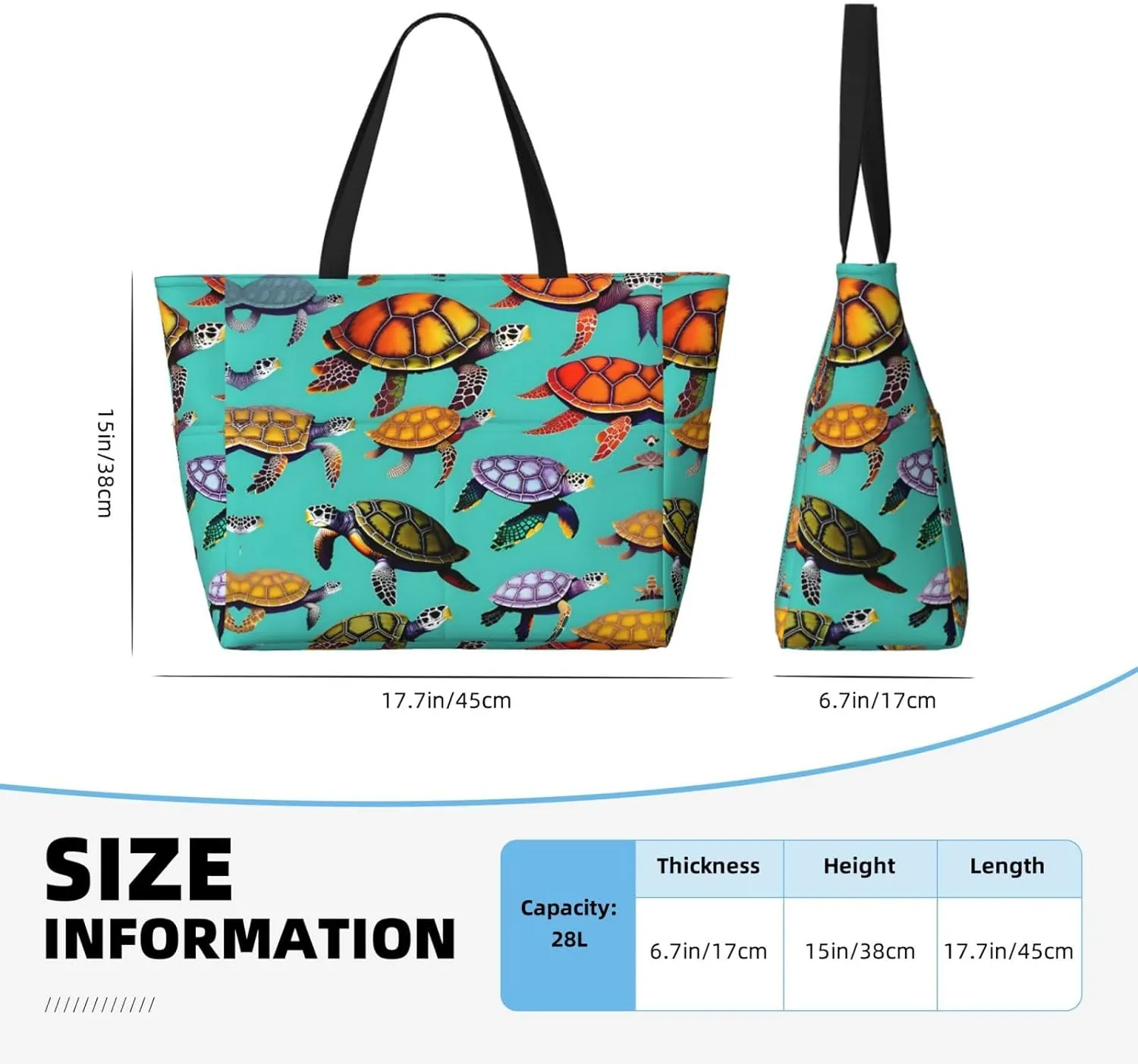 Elephant Family Large Capacity Beach Travel Bag - Waterproof Zipper Vacation Tote for Sandproof Storage, and Camping