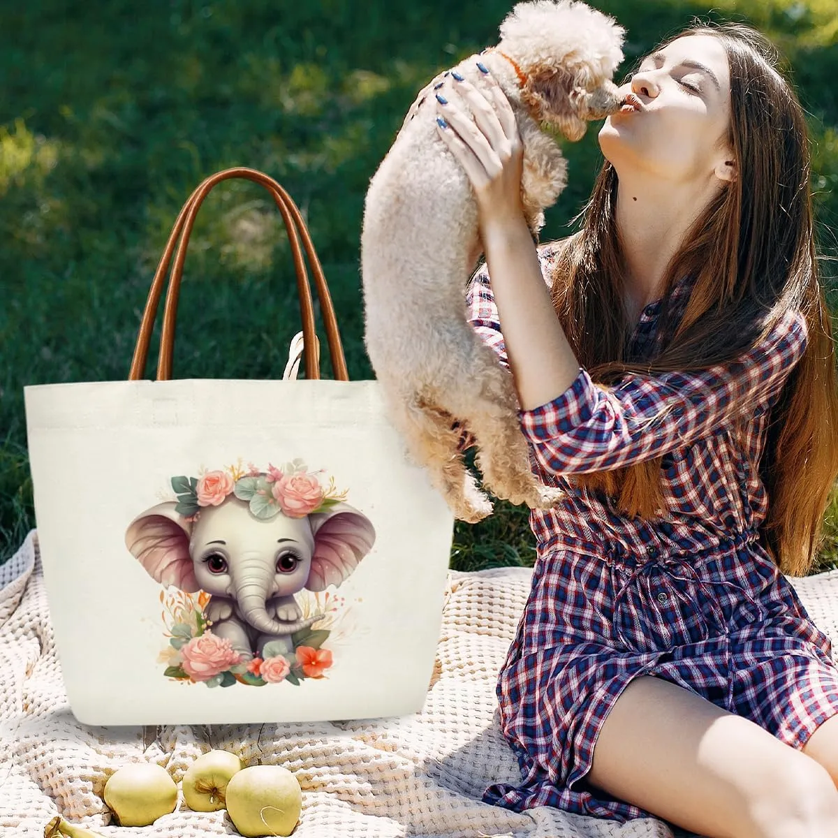 Elephants Gifts Canvas Tote Bag For Women, Cute Tote Bags Reusable Grocery Shoulder Bag for Shopping Work Travel, Motivational Gifts for Halloween Christmas Beach Bags for Elephants Lovers Friends -45
