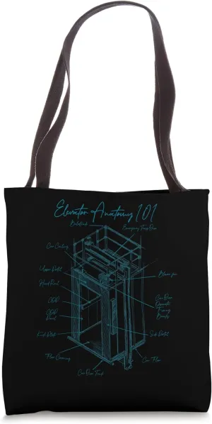 Elevator Anatomy 101 Elevator Construction Elevator Mechanic Tote Bag