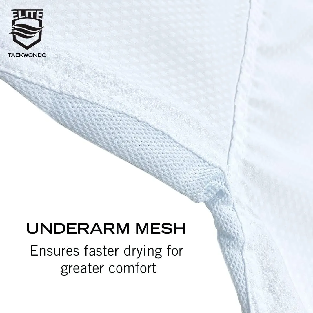 ELITE Pro-Grade White Collar Taekwondo Uniform (TKD Dobok) - Ultralight Fabric. Breathable Design.